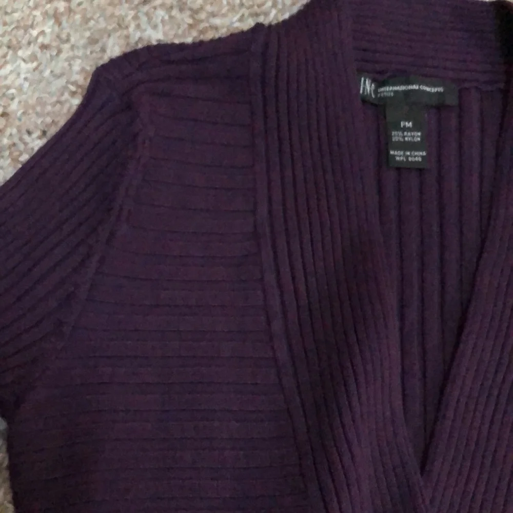 INC  International Concepts Petite Knit Sweater Purple size PM - Picture 3 of 7